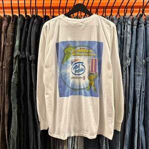 Vintage 90s Intel Pentium II Long Sleeve Shirt, White Tech Tee, Size XL